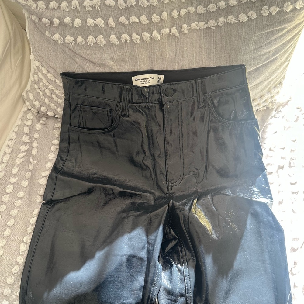 Navy patent leather High-Waisted Pants NEVER WORN!!!